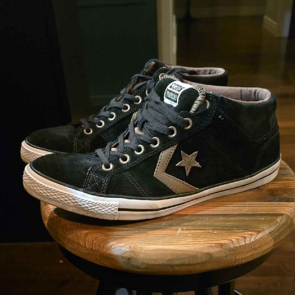 Converse Black and Gray Mid-Top Sneakers